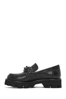 Kadın Siyah Kalın Tabanlı Deri Maskülen Loafer | Derimod