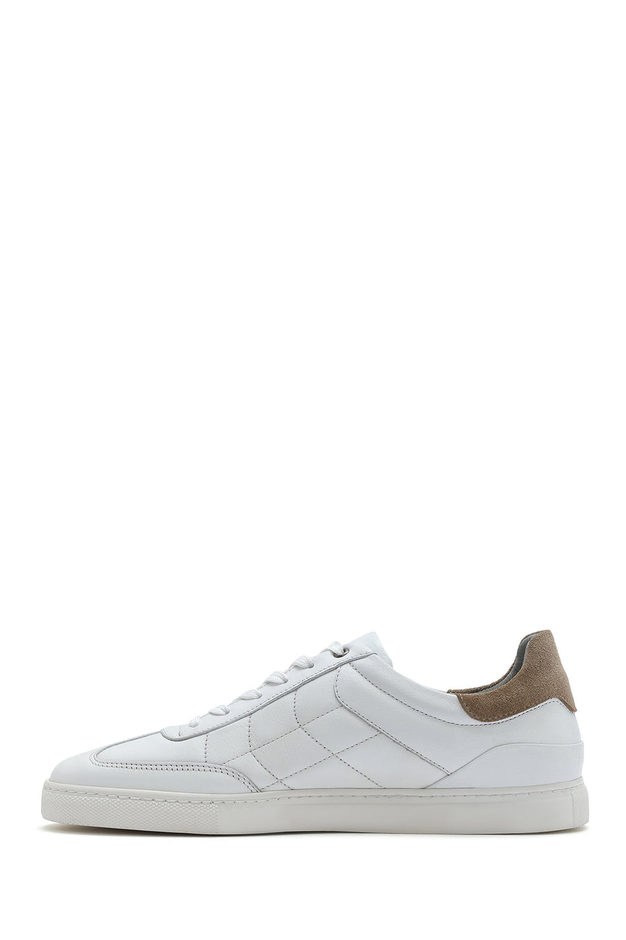 Erkek Beyaz Bağcıklı Deri Sneaker