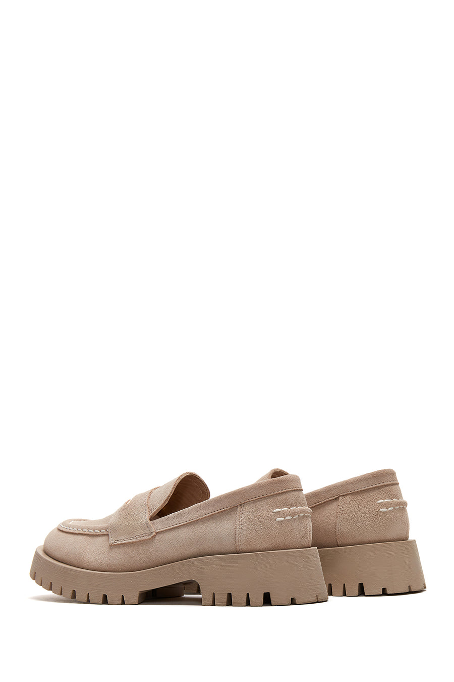 Kadın Bej Deri Süet Maskülen Loafer