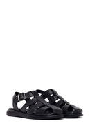 Woman Black Buckled Leather Sandals | Derimod