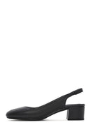 Derimod Flex Women's Black Open Back Thick Low Heel Leather Shoes | Derimod