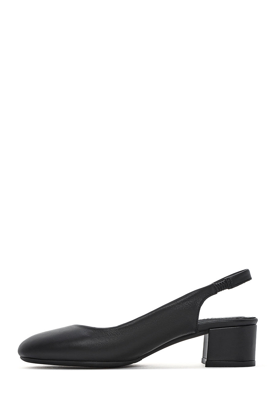Derimod Flex Women's Black Open Back Thick Low Heel Leather Shoes