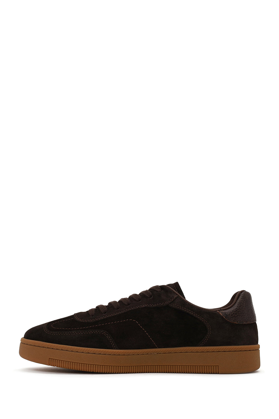 Male Brown Lace-Up Thick-Soled Suede Leather Sneaker