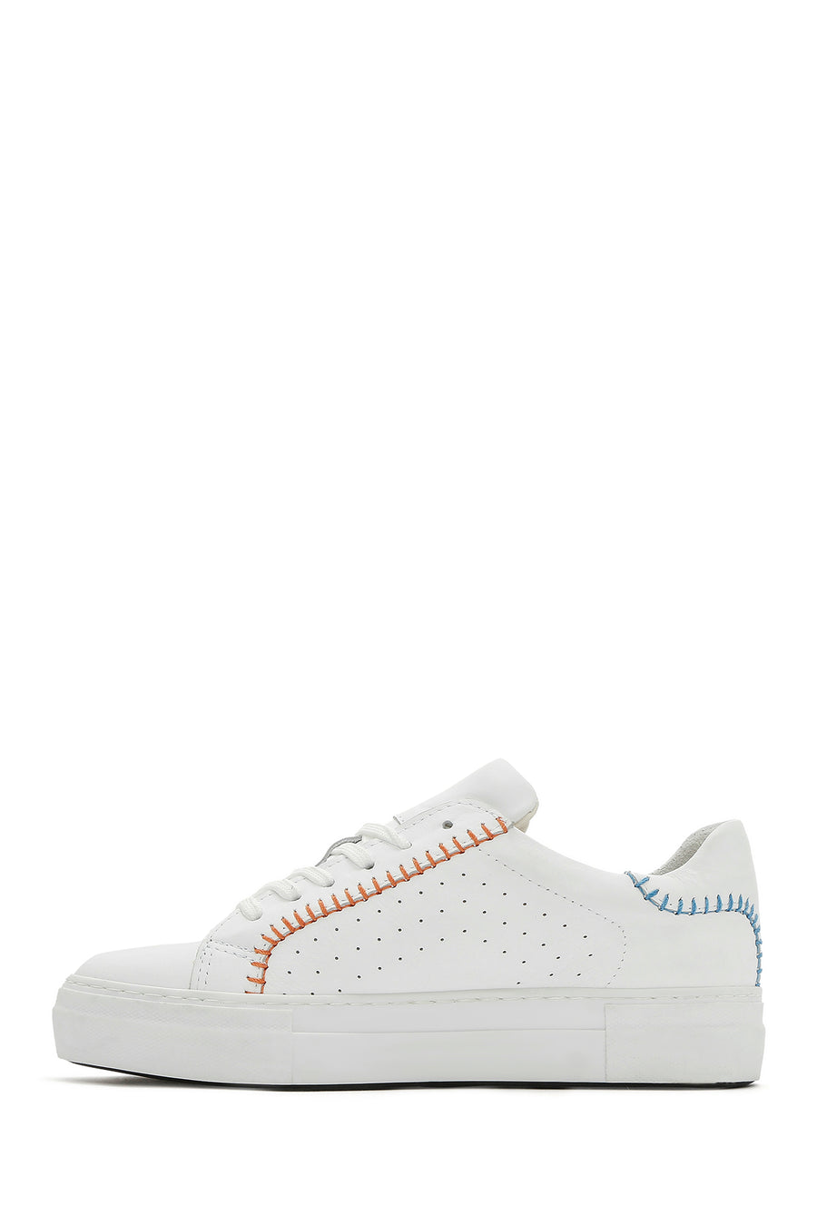 Kadın Beyaz Bağcıklı Deri Sneaker
