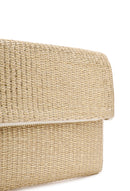 Women's Beige Chain Strap Woven Clutch Bag | Derimod