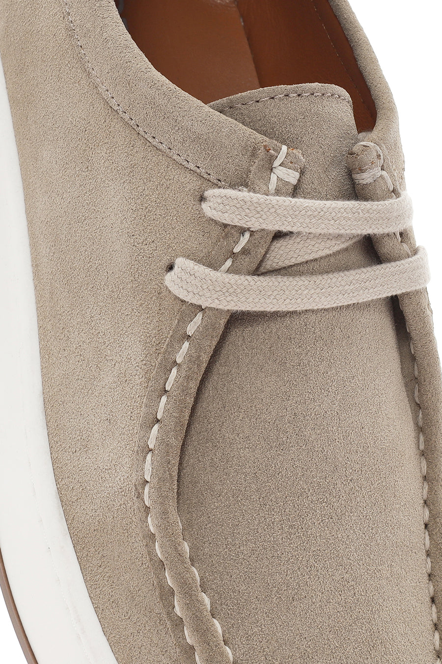 Men's Beige Lace-up Suede Leather Casual Shoes