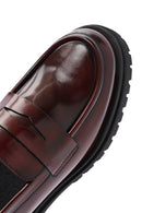 Women's Burgundy Thick-Soled Leather Loafer | Derimod