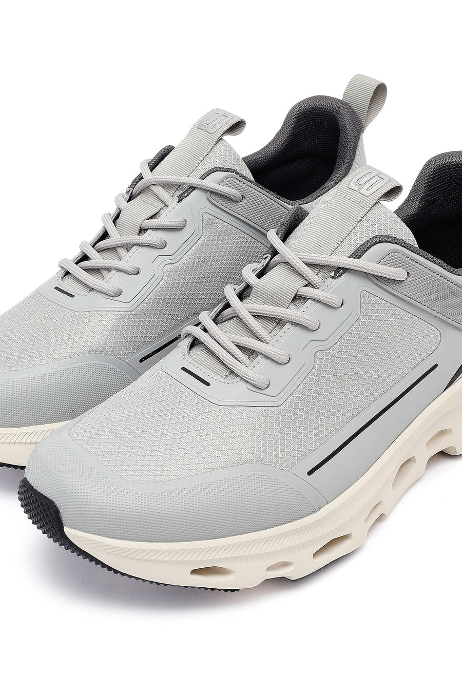 Erkek Gri Bağcıklı Kalın Tabanlı Kumaş Sneaker