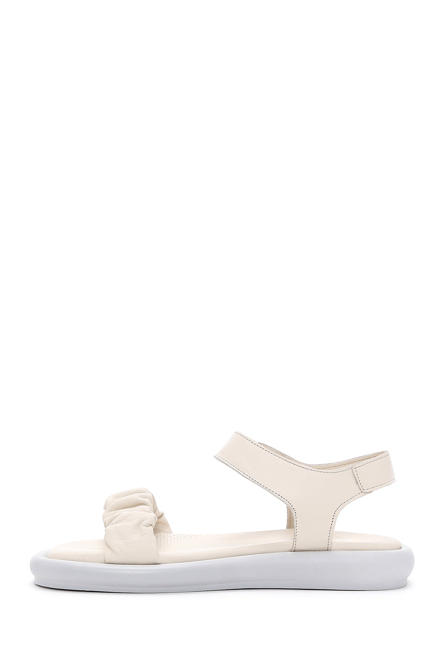 Women's Beige Leather Comfort Sandals