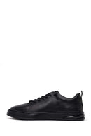 Erkek Siyah Bağcıklı Deri Sneaker | Derimod