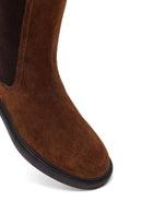 Women's Tan Suede Leather Chelsea Boot | Derimod