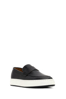 Male Black Thick-Soled Leather Loafer | Derimod