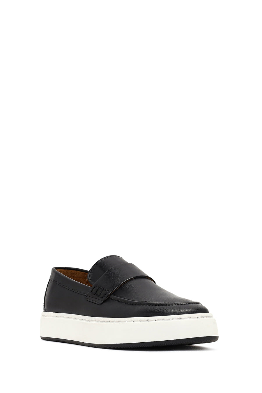 Male Black Thick-Soled Leather Loafer