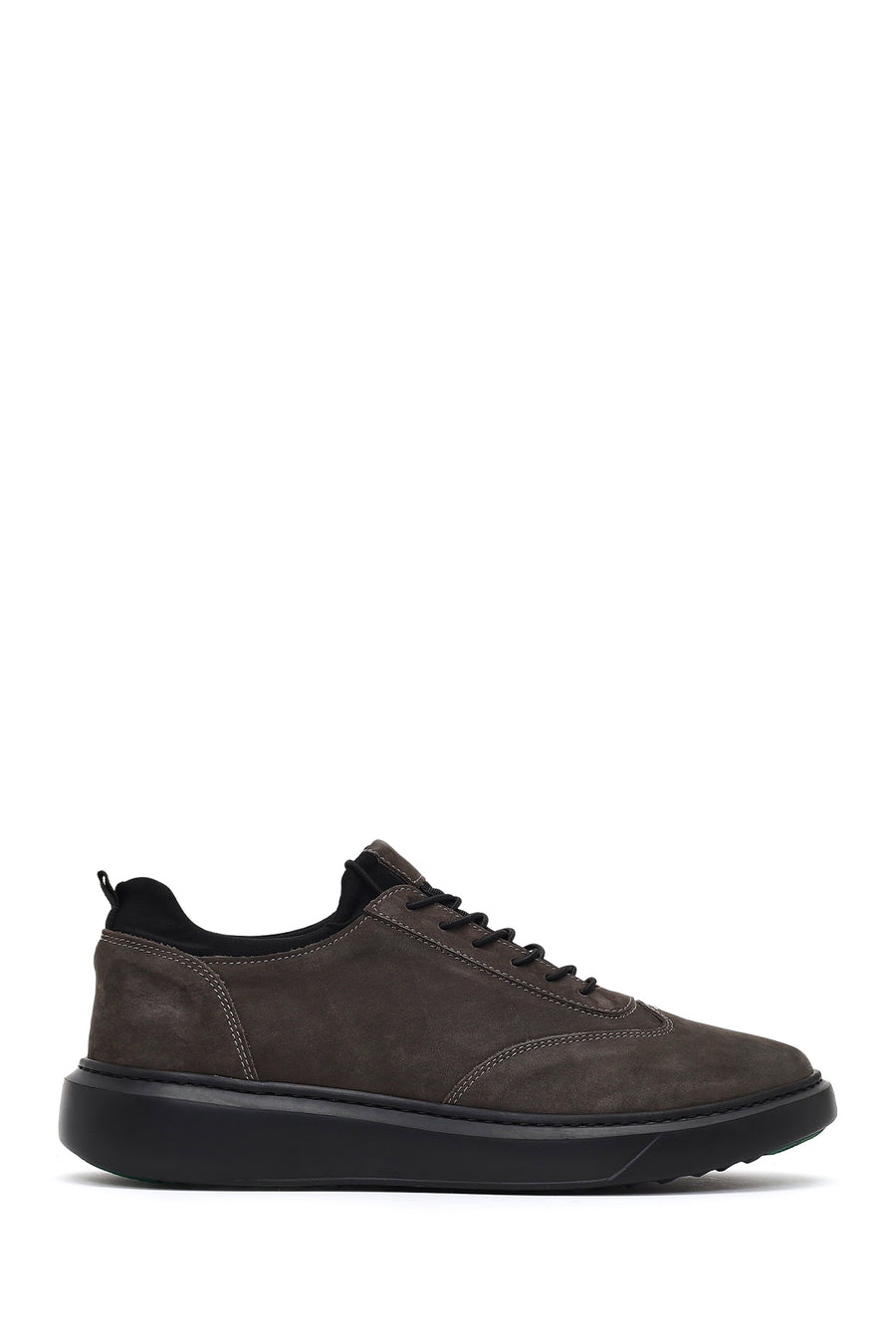 Erkek Gri Bağcıklı Kalın Tabanlı Nubuk Deri Sneaker WM630002DN | Derimod