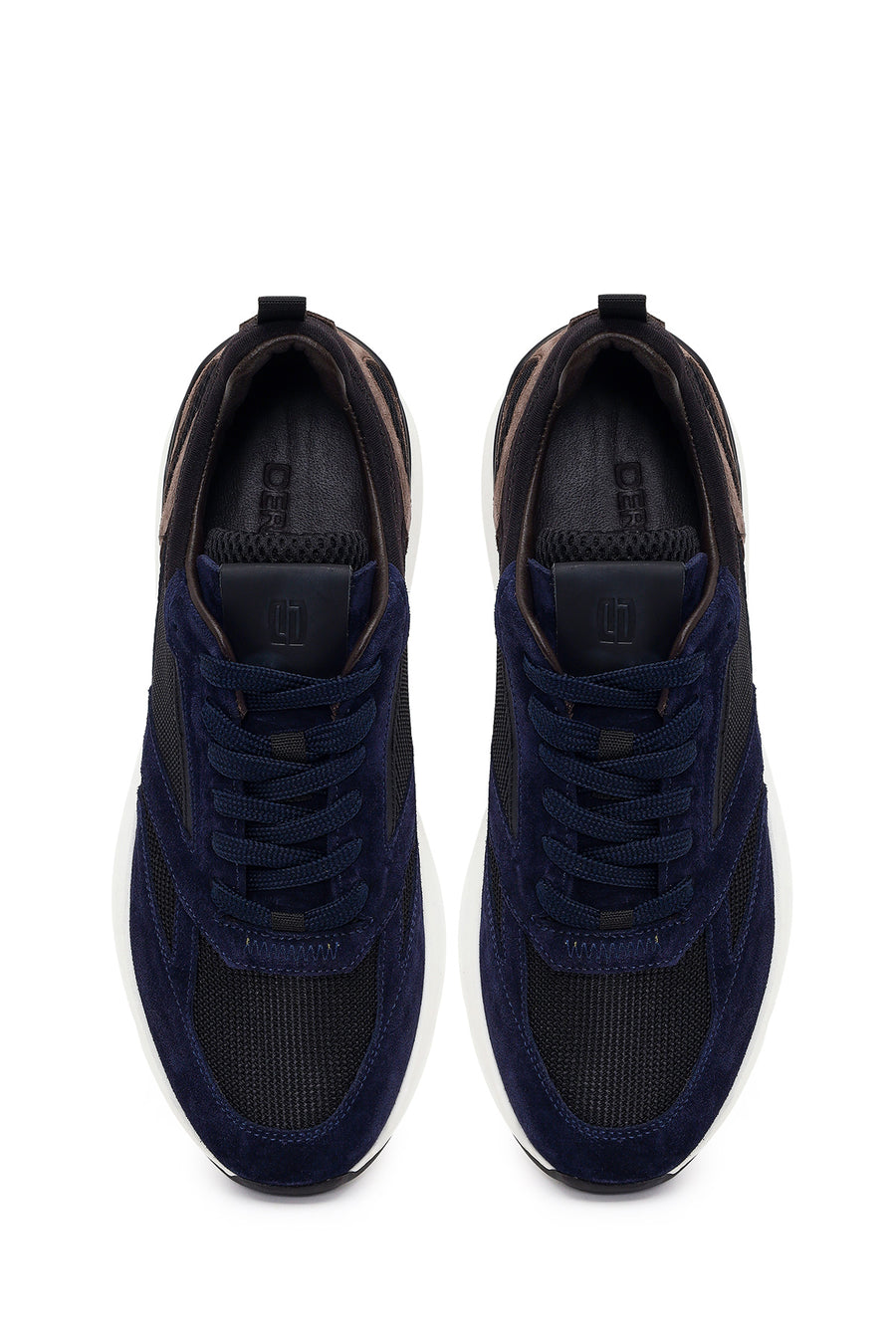 Erkek Lacivert Bağcıklı Deri Casual Sneaker