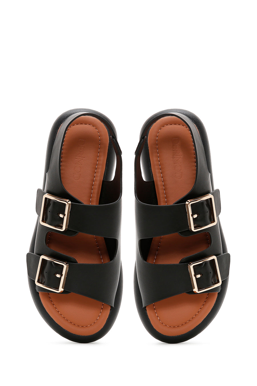 Women's Black Double Buckle Sandals