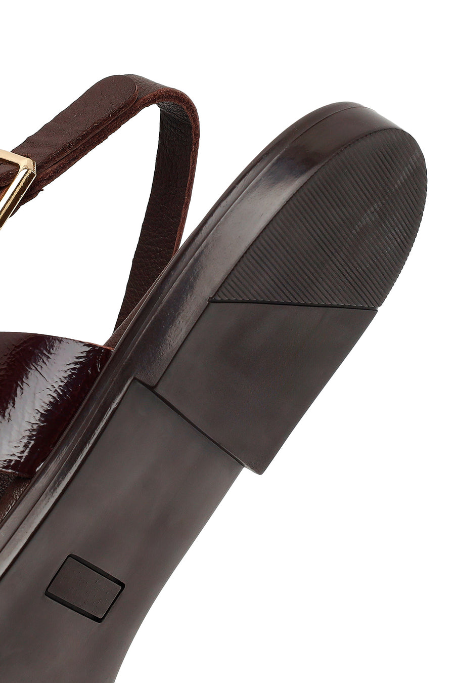 Women's Brown Buckle Thong Leather Sandals