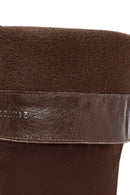 Women's Brown Chunky Heel Suede Leather Boots | Derimod