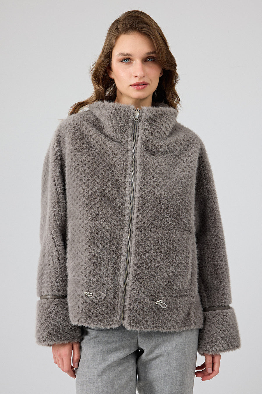 Luzern Women's Gray Reversible Teddy Coat