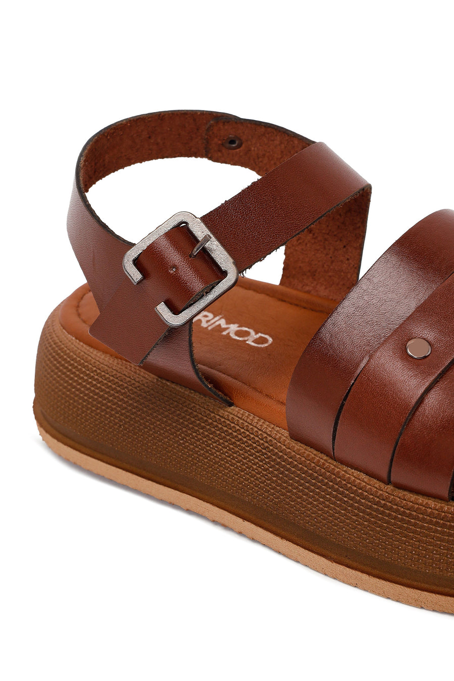 Woman Brown Buckled Thick-Soled Leather Sandal