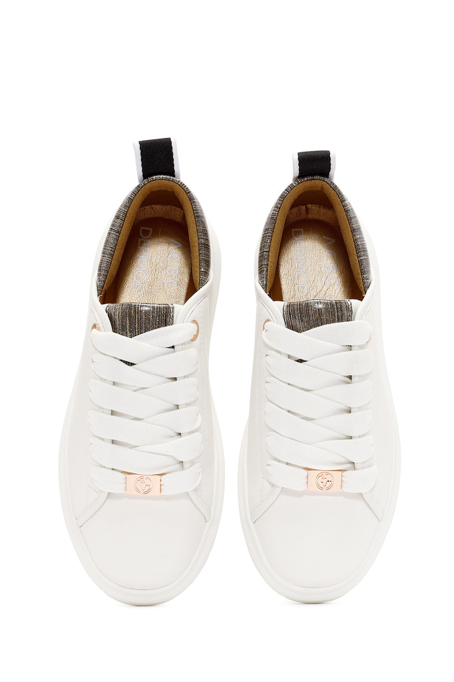 ACBC x Derimod Kadın Beyaz Bağcıklı Kalın Tabanlı Sneaker