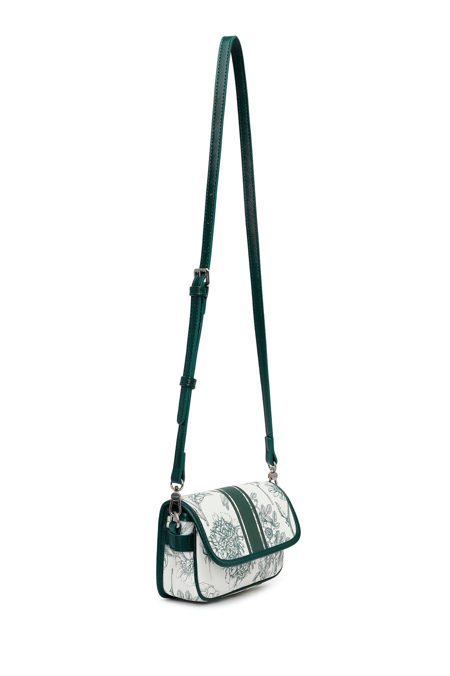 Woman Green Printed Mini Crossbody Bag
