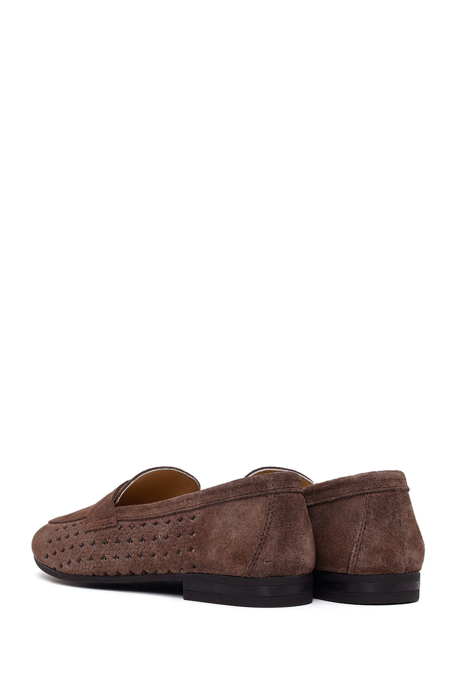 Kadın Koyu Vizon Süet Deri Loafer