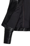 Roma Women's Black Biker Leather Jacket | Derimod