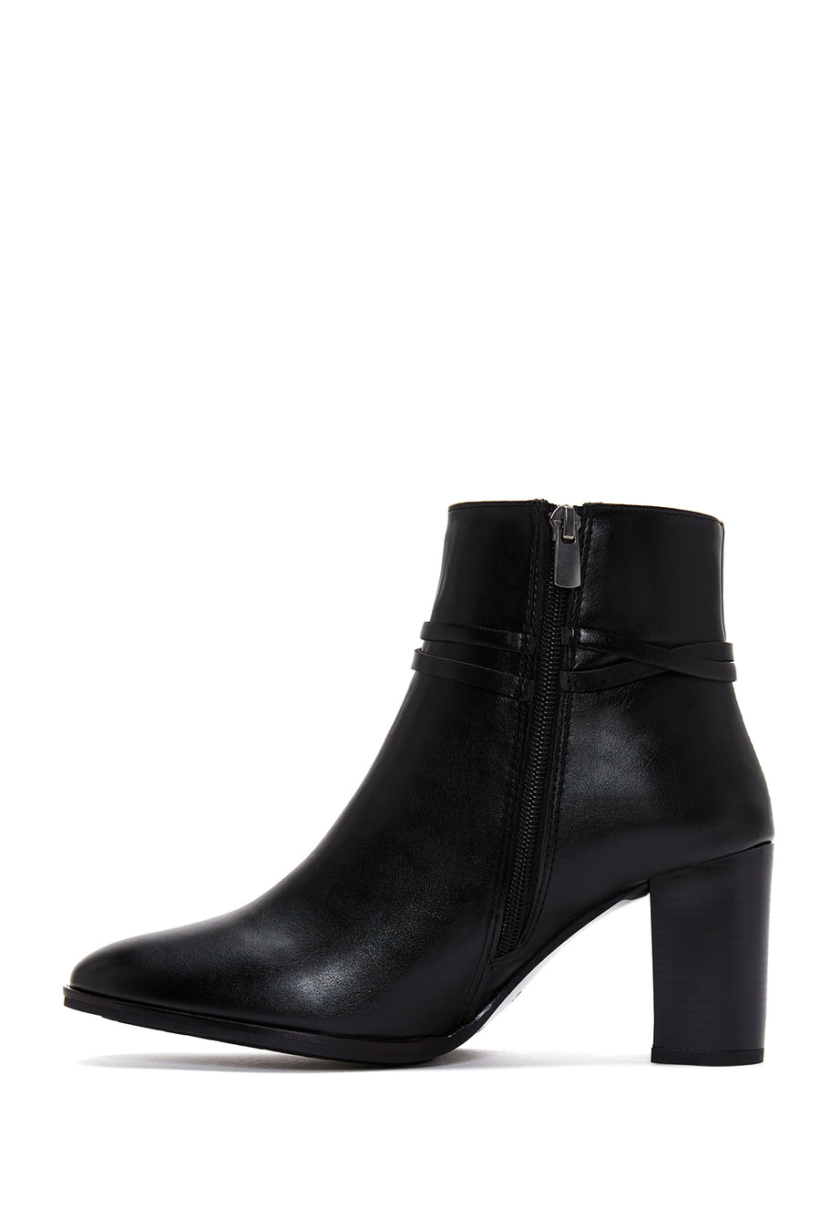 Women's Black Buckle Thick Heeled Classic Boots