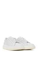 Male White Lace-Up Thick-Soled Leather Sneaker | Derimod