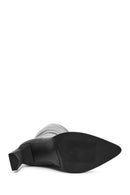 Women's Black Zippered Thin High Heel Leather Boots | Derimod