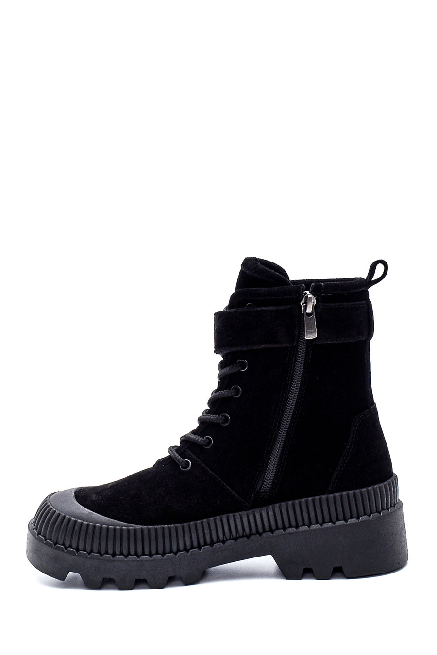 Women's Suede Leather Wallet Detailed Boots