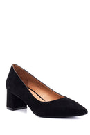 Women's Black Suede Leather Heeled Shoes | Derimod