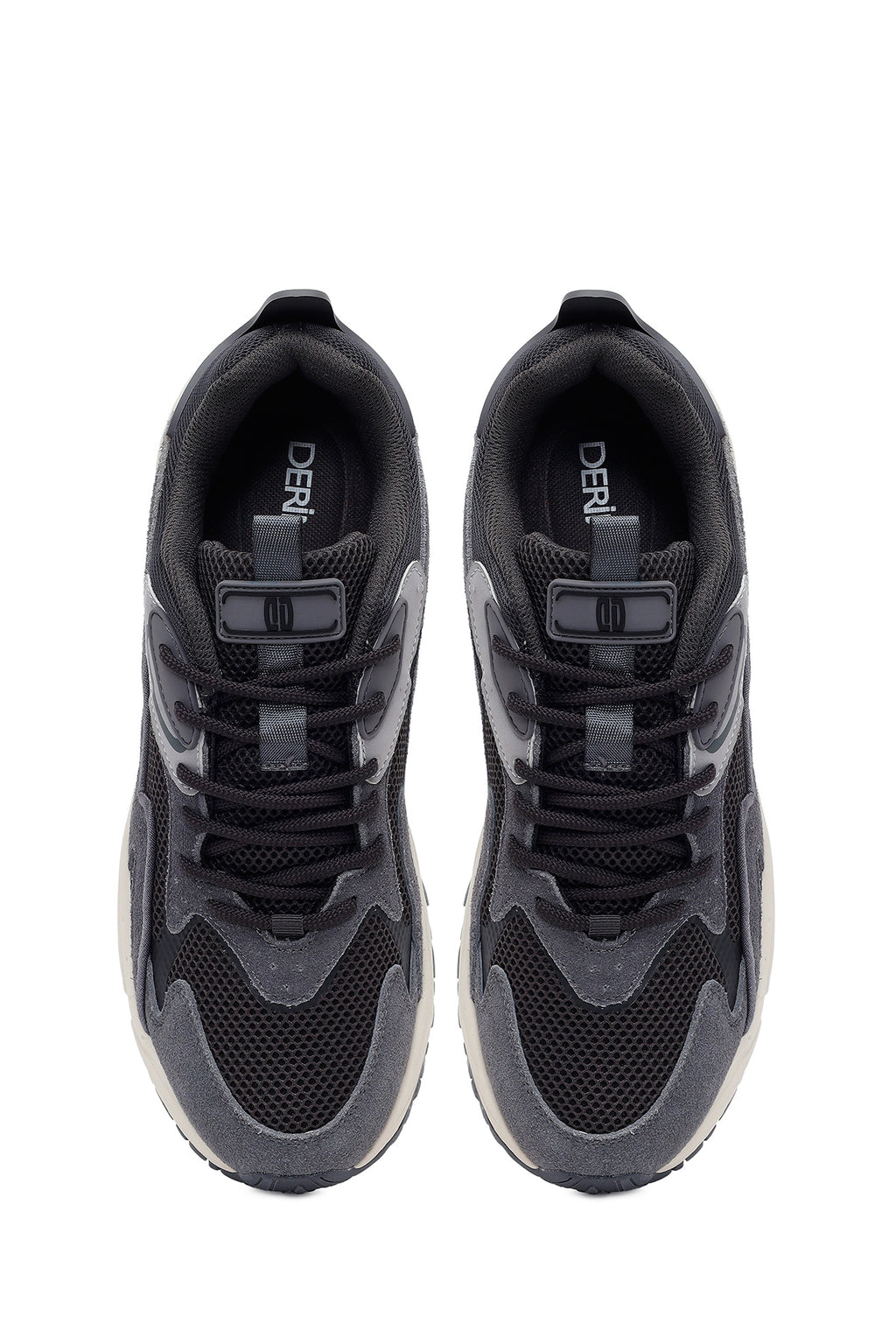 Erkek Gri Bağcıklı Kalın Tabanlı Deri Sneaker