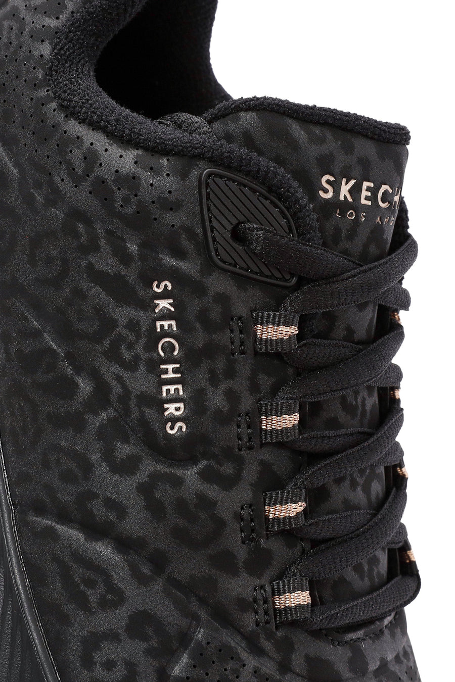 Skechers Kadın Siyah Leopar Desenli Bağcıklı Sneaker