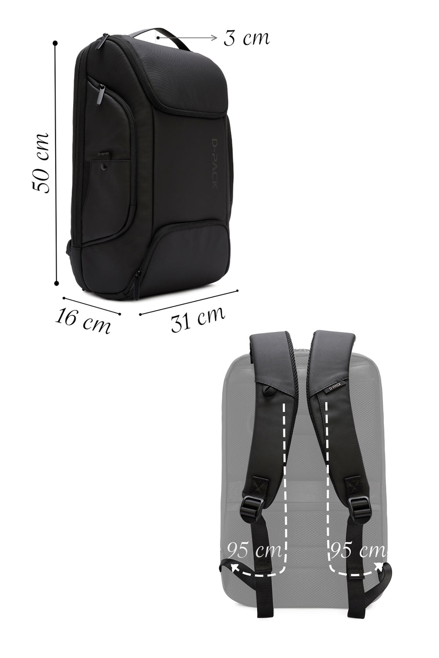 D-Pack Unisex Siyah Teknolojik Kumaş Sırt Çantası