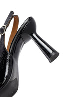 Woman Black Backless Chunky-Heeled Leather Shoes | Derimod