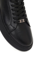 Erkek Siyah Bağcıklı Deri Sneaker | Derimod