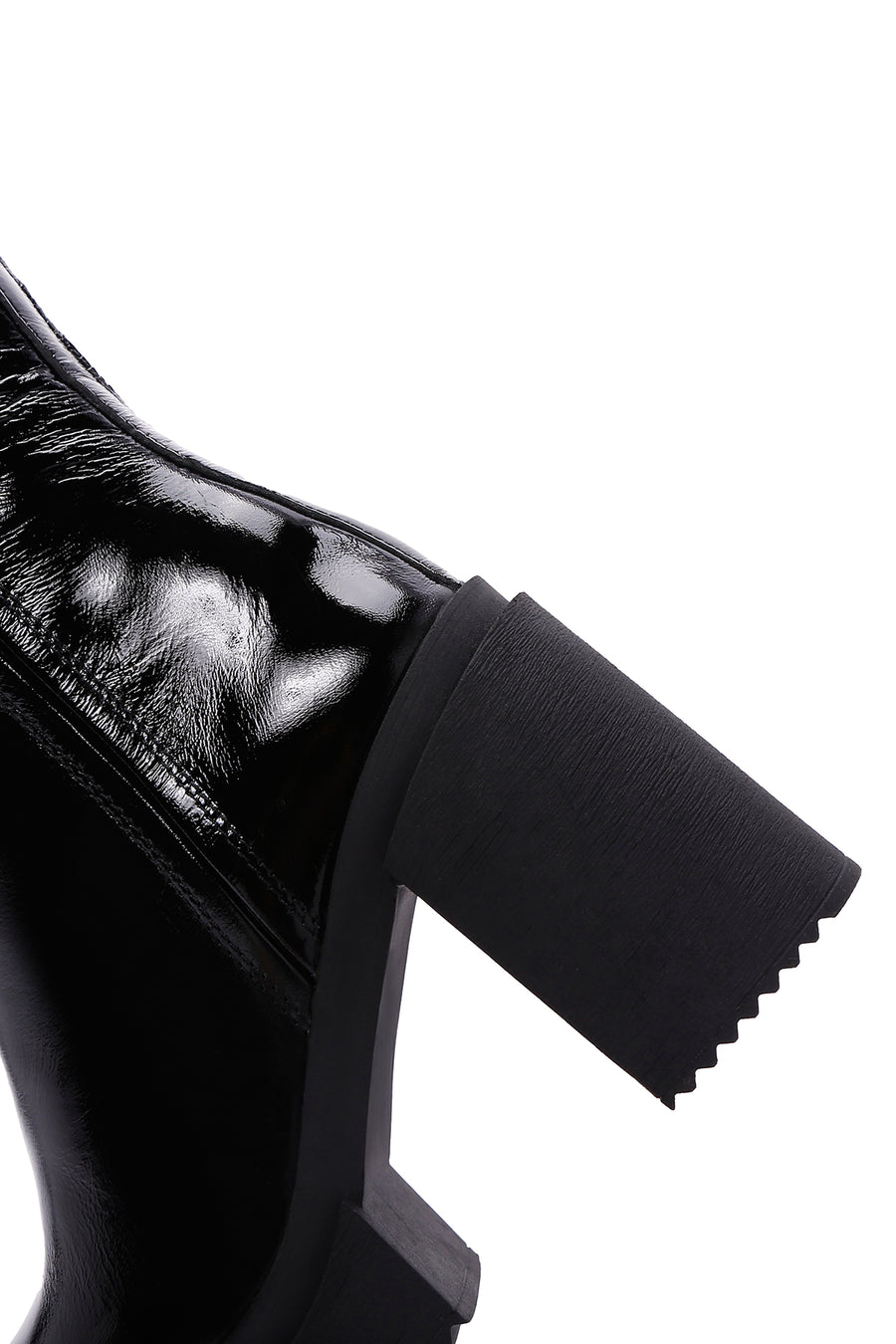 Women's Black Patent Leather Heeled Chelsea Boots