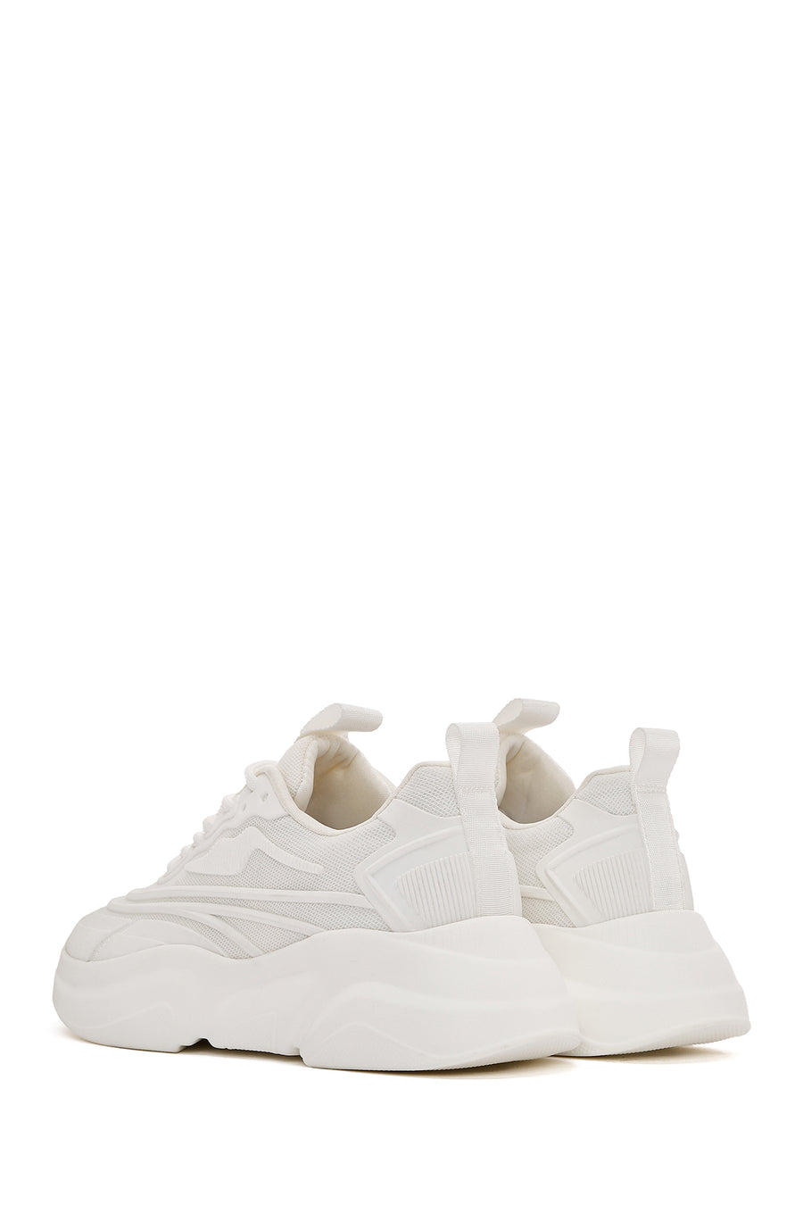 Women's White Lace-Up Thick Soled Sneaker