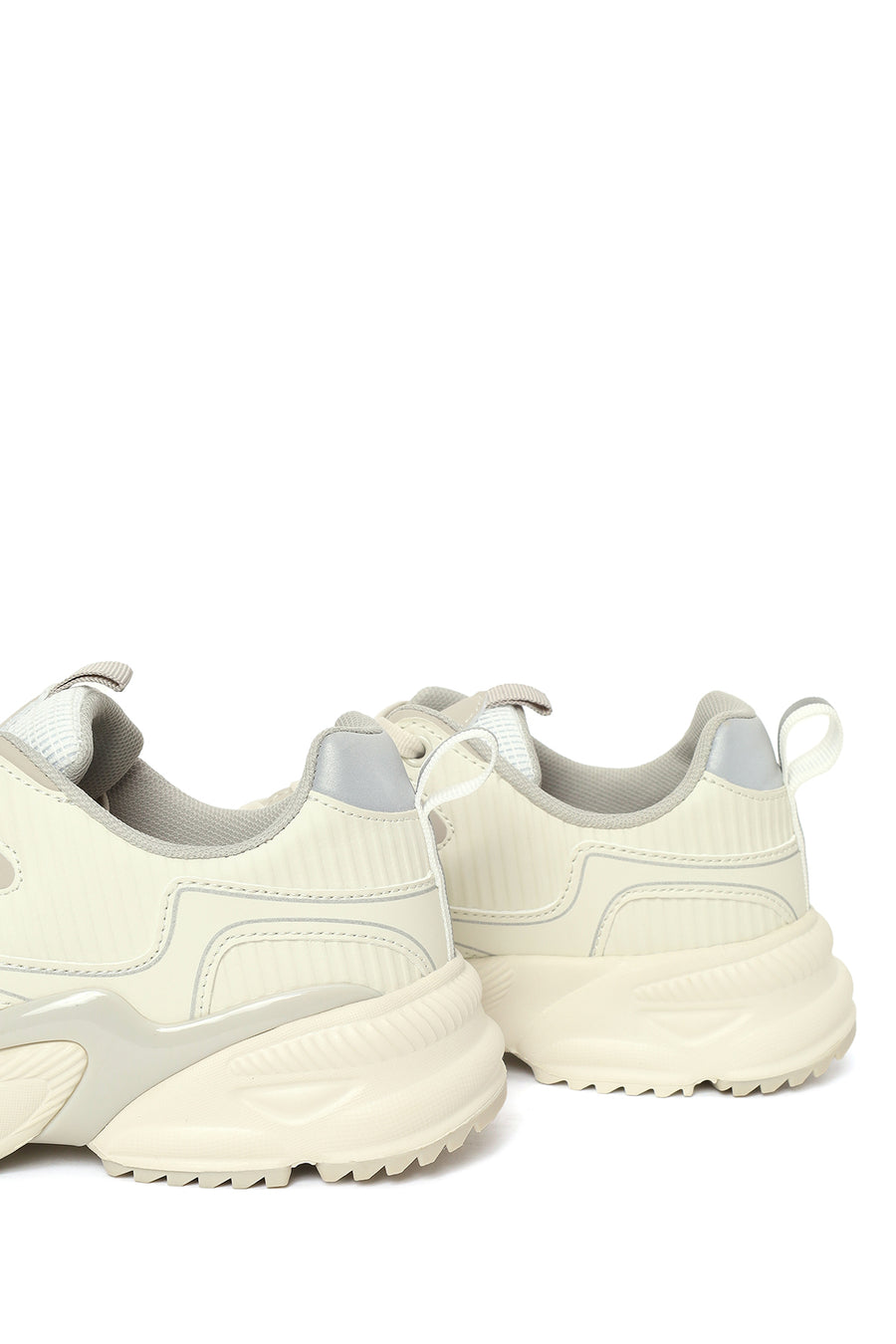 Kadın Gri Kalın Tabanlı Bağcıklı Sneaker