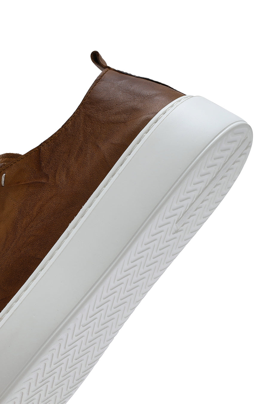 Men's Tan Lace-Up Chunky Sole Printed Leather Sneaker