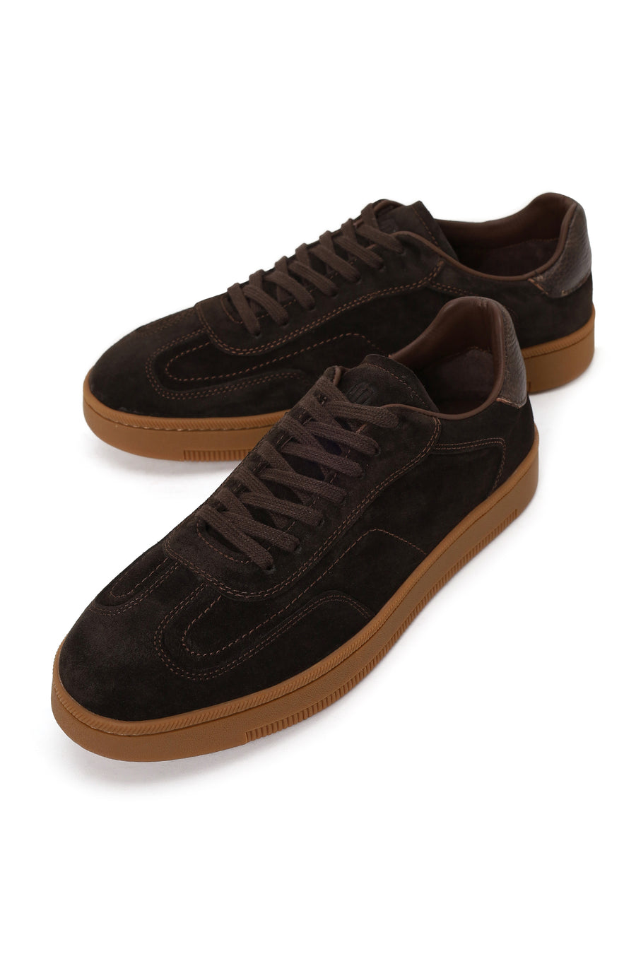 Male Brown Lace-Up Thick-Soled Suede Leather Sneaker