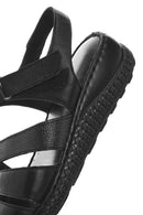 Women's Black Ankle Strap Chunky Sole Leather Comfort Sandals | Derimod
