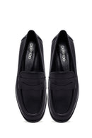 Woman Black Leather Loafers | Derimod