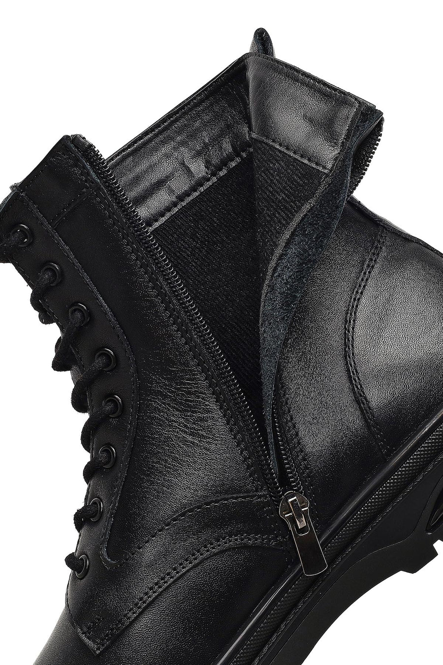 Men's Black Zippered Leather Boot