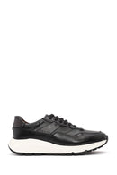 Erkek Siyah Kalın Tabanlı Bağcıklı Deri Sneaker | Derimod