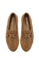 Women's Tan Suede Leather Loafer | Derimod