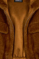 Arosa Kadın Camel Kapüşonlu Oversize Teddy Mont | Derimod