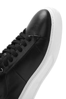 Erkek Siyah Bağcıklı Kalın Tabanlı Deri Sneaker | Derimod
